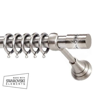 Inox Κουρτινόξυλο S10 Φ25 160cm με Swarovski Strass