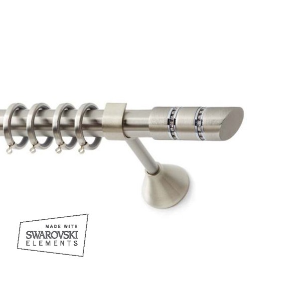 Inox Κουρτινόξυλο Posidon Φ25 160cm με Swarovski Strass Inox Κουρτινόξυλο Posidon Φ25 160cm με Swarovski Strass