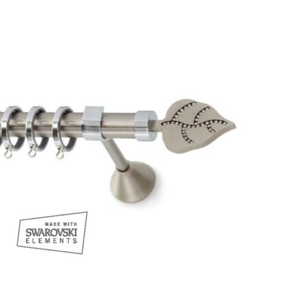 Inox Κουρτινόξυλο Rose Φ25 160cm με Swarovski Strass