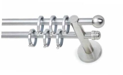 Inox Κουρτινόξυλο Nova Polo Διπλό Νικελ ματ Φ16