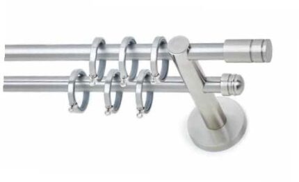 Inox Κουρτινόξυλο Rigoto Polo Διπλό Νικελ ματ Φ16