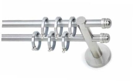 Inox Κουρτινόξυλο Tapo Polo Διπλό Νικελ ματ Φ16