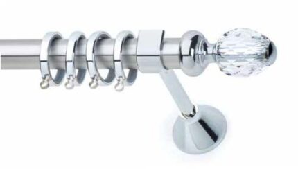 Inox Κουρτινόξυλο 8061 με Swarovski Φ25 160cm