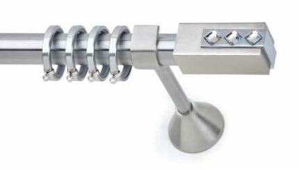 Inox Κουρτινόξυλο Champion Square με Swarovski Φ25 160cm