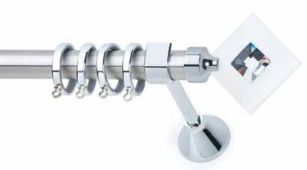 Inox Κουρτινόξυλο Ermis Plexi με Swarovski Φ25 160cm