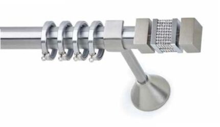 Inox Κουρτινόξυλο Leader Strass με Swarovski Φ25 160cm