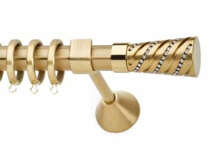 Inox κουρτινόξυλο Panama 3 με Swarovski Φ25 χρυσό-χρυσό ματ 160cm