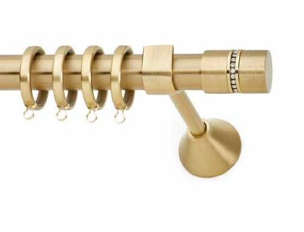 Inox κουρτινόξυλο S10 με Swarovski Φ25 χρυσό-χρυσό ματ 160cm