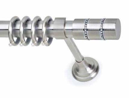 Inox κουρτινόξυλο Paros Strass με Swarovski Φ35 160cm