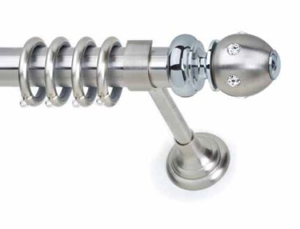 Inox κουρτινόξυλο Spazio Strass με Swarovski Φ35 160cm