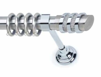 Inox κουρτινόξυλο Status Strass με Swarovski Φ35 160cm