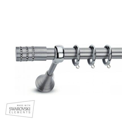 Μεταλλικό Κουρτινόξυλο Enis by Domus Φ25 Inox A5 Swarovski από 120cm σε 7 διαστάσεις