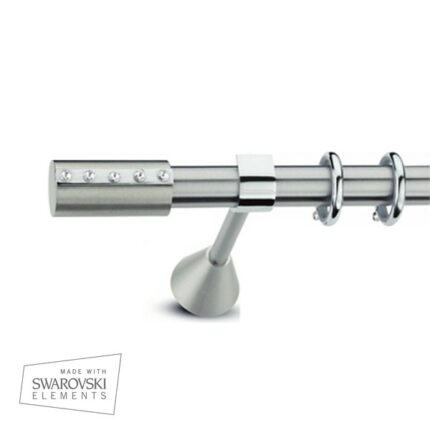 Μεταλλικό Κουρτινόξυλο Domus Φ25 Inox Itea με Swarovski από 120cm σε 7 διαστάσεις