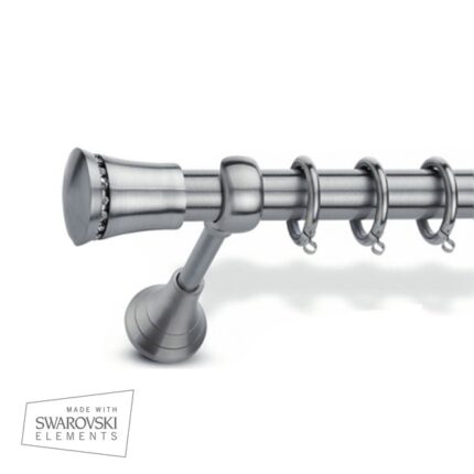 Μεταλλικό Κουρτινόξυλο Enis by Domus Φ25 Inox Swarovski Parga από 120cm σε 6 διαστάσεις