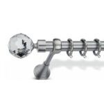 Μεταλλικό Κουρτινόξυλο Domus Φ25 Inox Olympos Crystal από 120cm σε 7 διαστάσεις