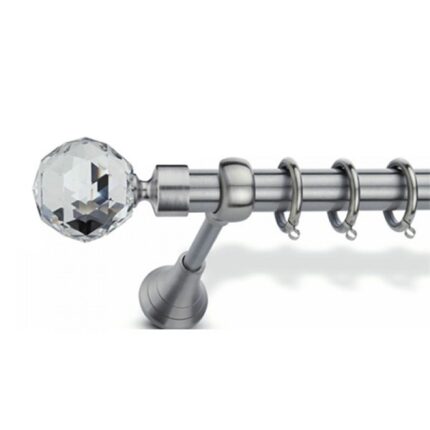 Μεταλλικό Κουρτινόξυλο Domus Φ25 Inox Olympos Crystal από 120cm σε 7 διαστάσεις
