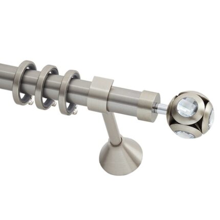 Μεταλλικό Κουρτινόξυλο Armonia Φ25 Inox Νίκελ Ματ από 160cm - με Swarovski